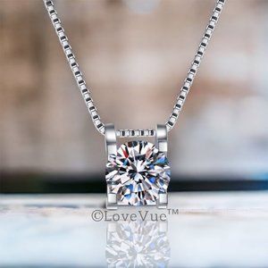 Certified 1ct. t.w. Diamond Moissanite Solitaire Necklace